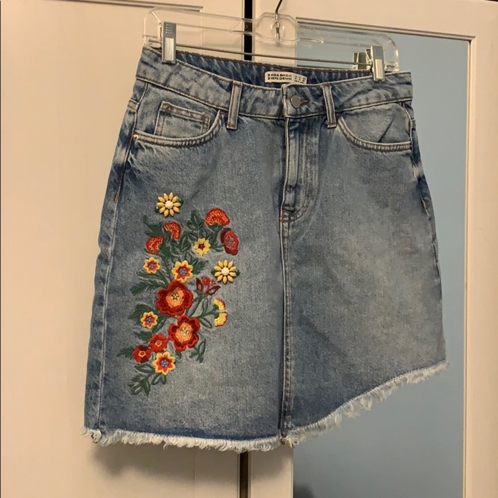 Zara Asymmetrical Denim Skirt